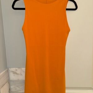Zara Sleek Orange Sleeveless Women's Dress
